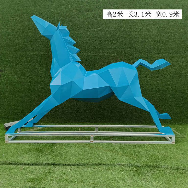 不锈钢马动物抽象雕塑