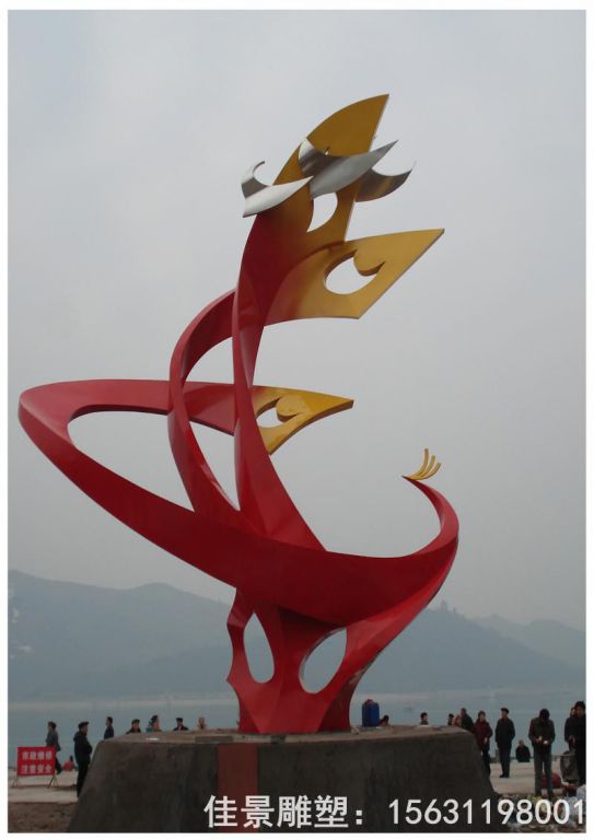 红色凤凰不锈钢景区雕塑