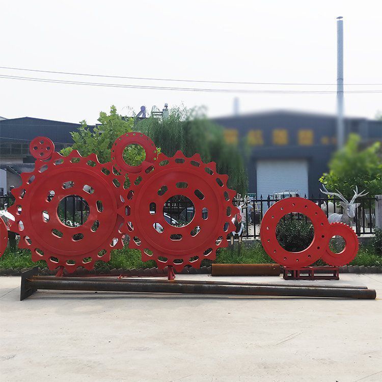 不锈钢彩绘齿轮标志雕塑