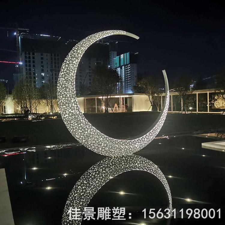发光月亮景观不锈钢雕塑