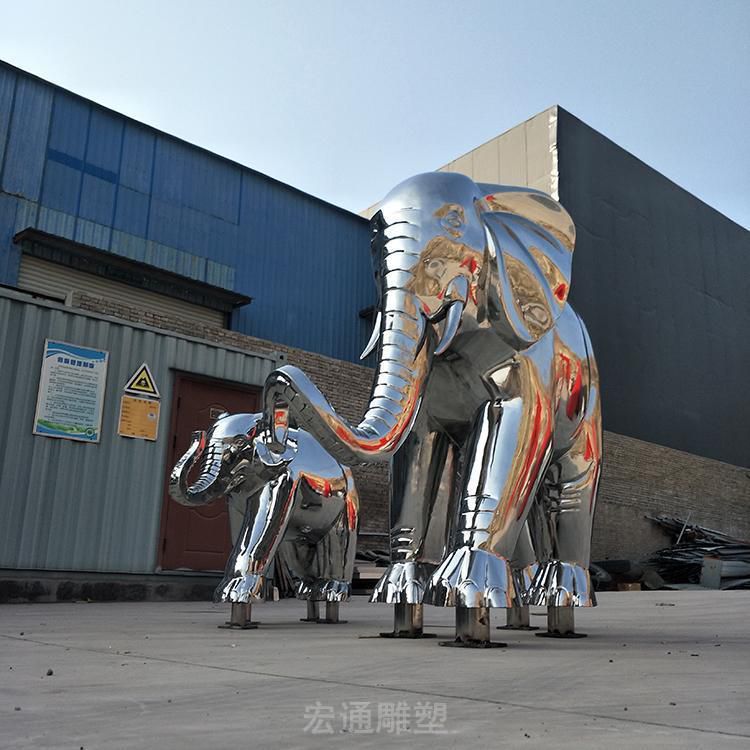 不锈钢大象商场景观雕塑