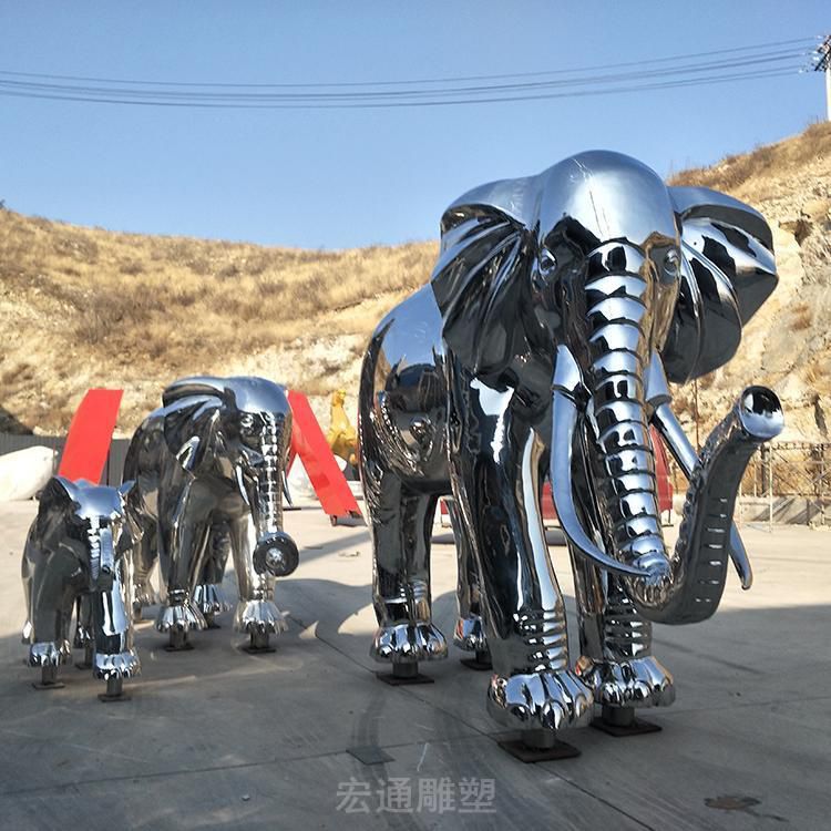 不锈钢大象小区景观雕塑