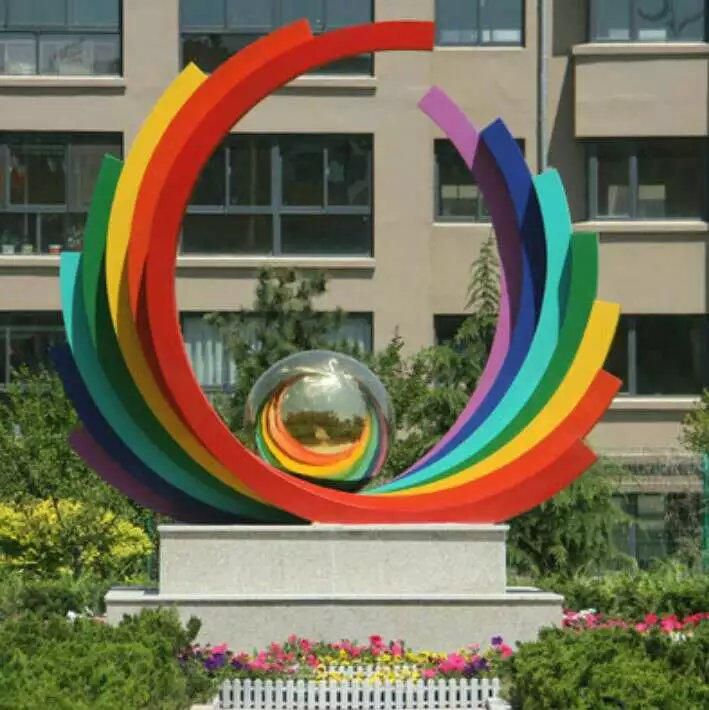 不锈钢彩绘彩虹小区雕塑