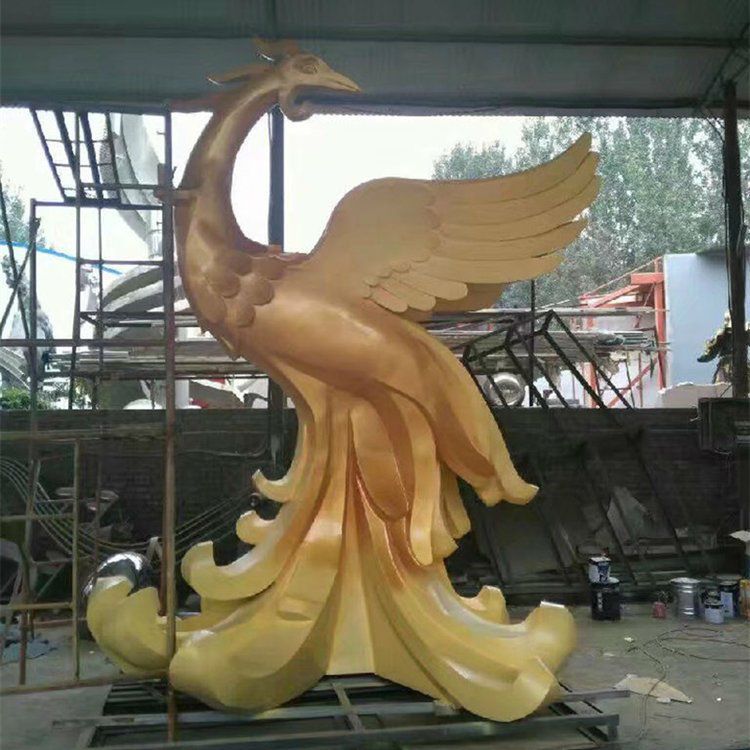 展翅凤凰景观抽象铜雕