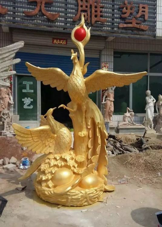 神兽凤凰景区动物铜雕