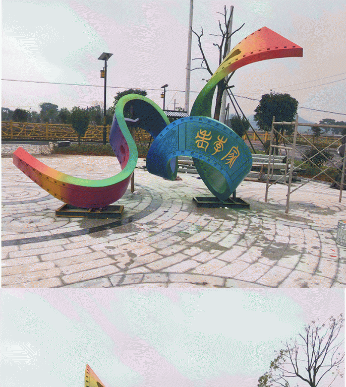 不锈钢彩带景观标志雕塑