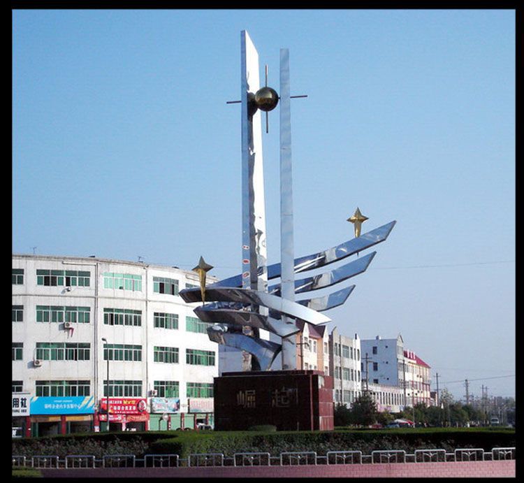 不锈钢崛起抽象景观雕塑