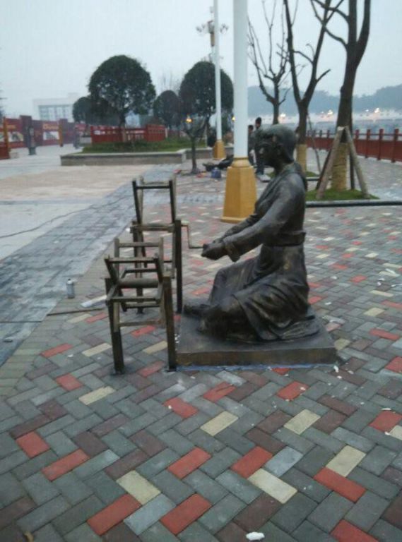 纺织人物景区景观铜雕