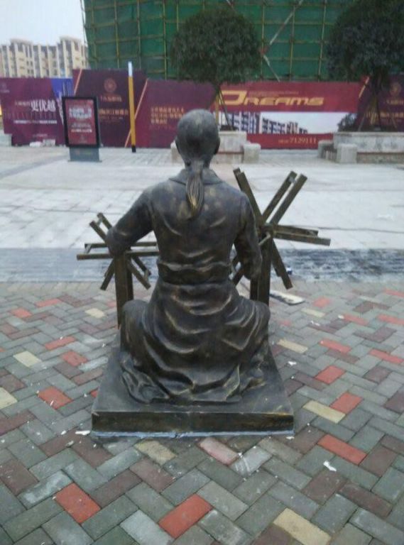 织布人物公园景观铜雕