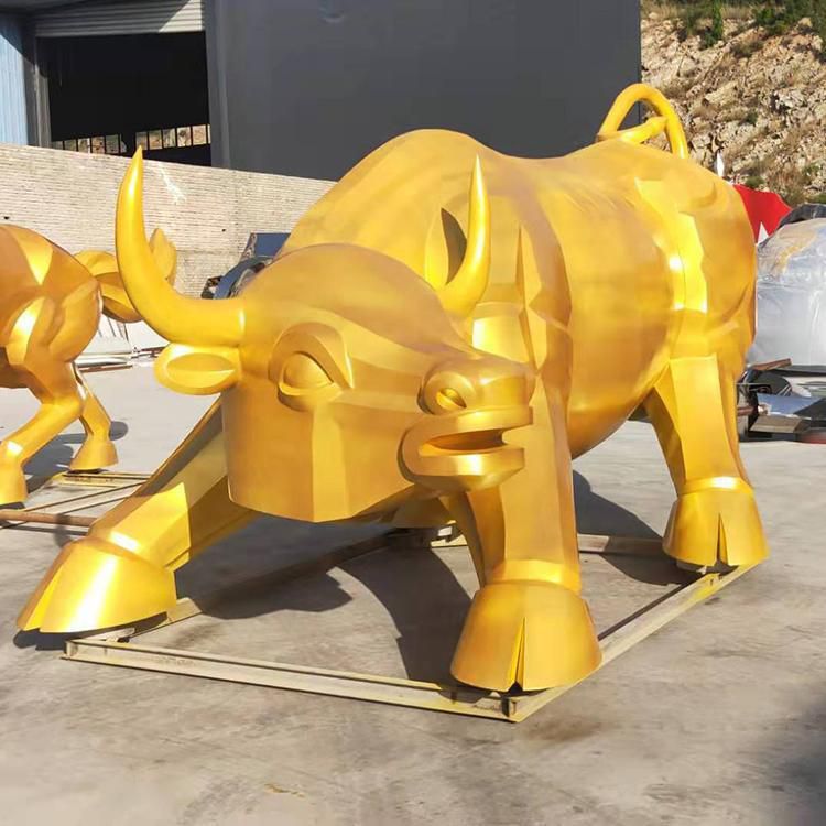 金色牛庭院景观铜雕