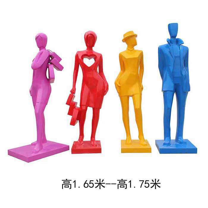 不锈钢彩绘购物人物雕塑