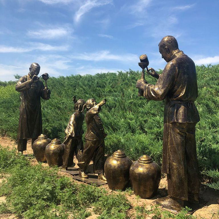 打酱油小品人物铜雕
