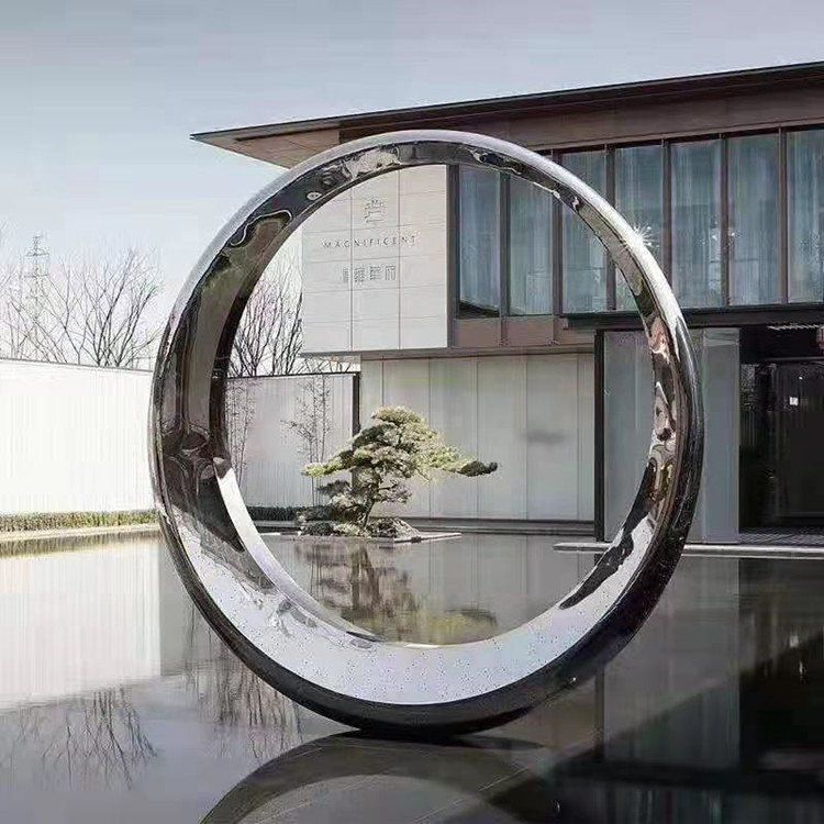 不锈钢圆形圆环街边雕塑