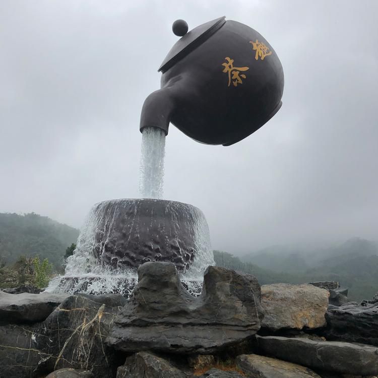 茶文化彩绘街边景观铜雕