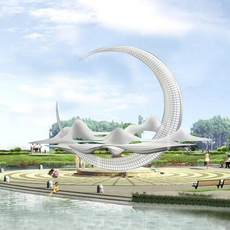 不锈钢园林异形圆环雕塑