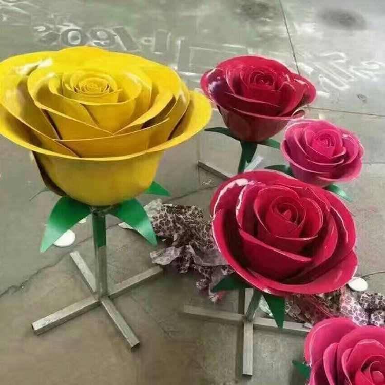 抽象花朵不锈钢街边雕塑