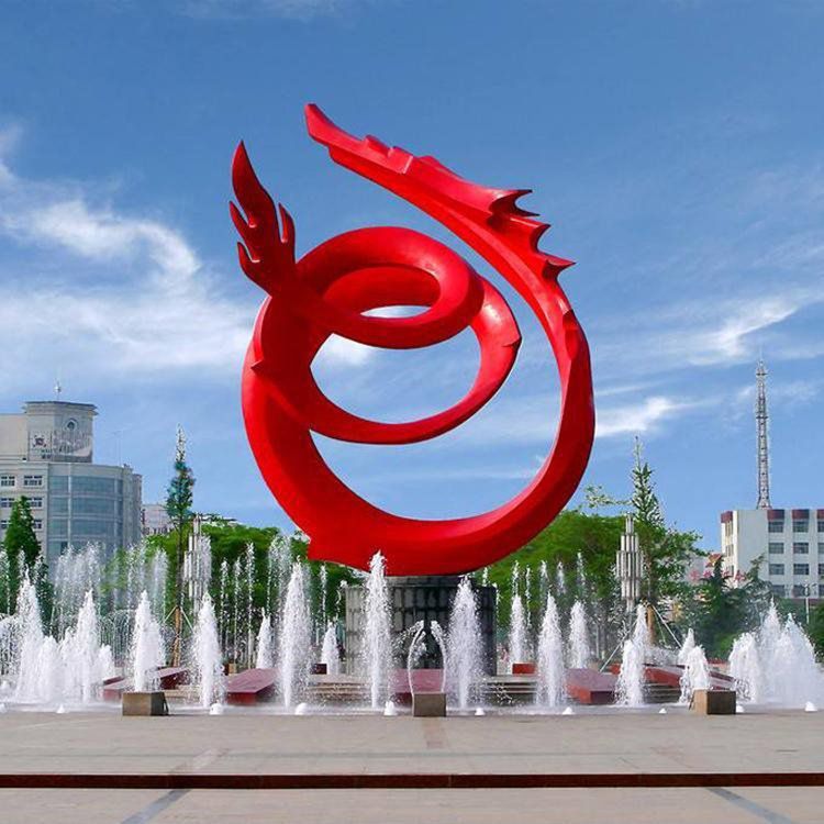 不锈钢彩绘龙景观雕塑