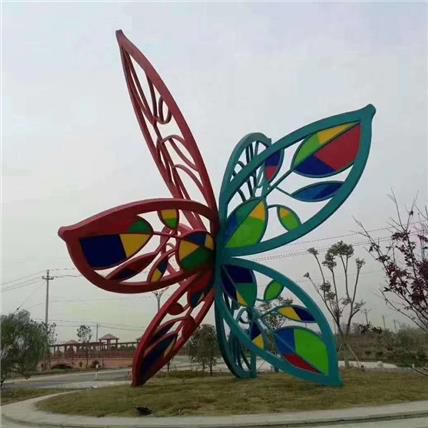彩绘树叶不锈钢景观雕塑