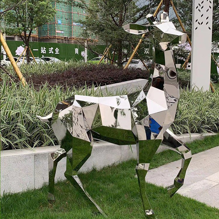 几何鹿不锈钢景区雕塑