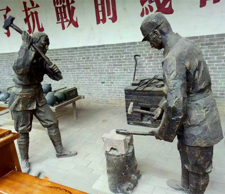 打铁民俗人物景观铜雕