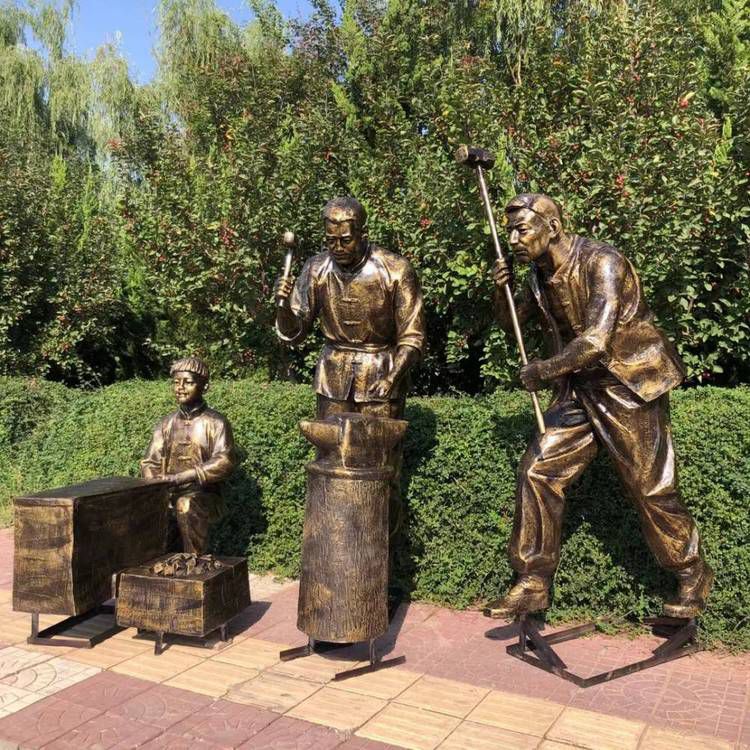 打铁人物景观标志铜雕