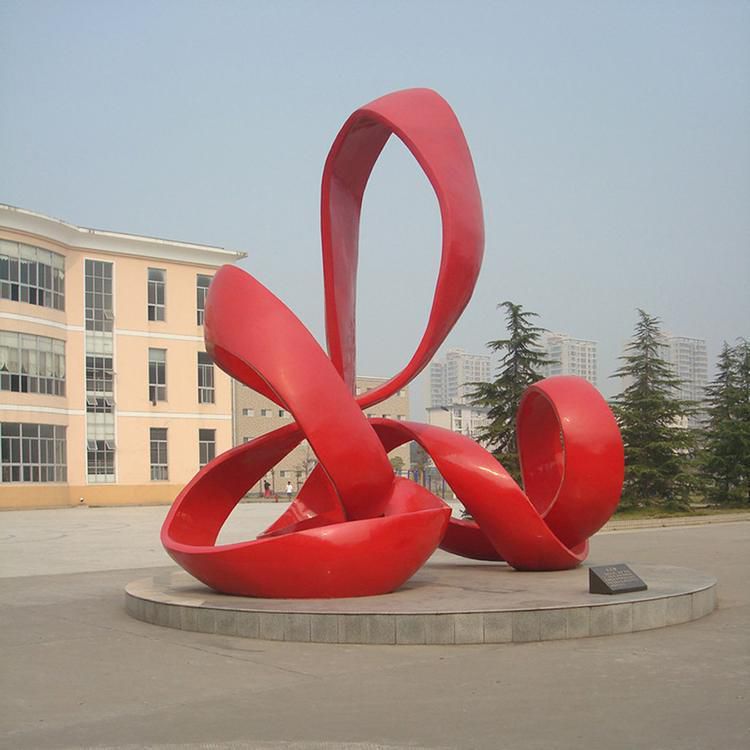 红色飘带不锈钢景观雕塑