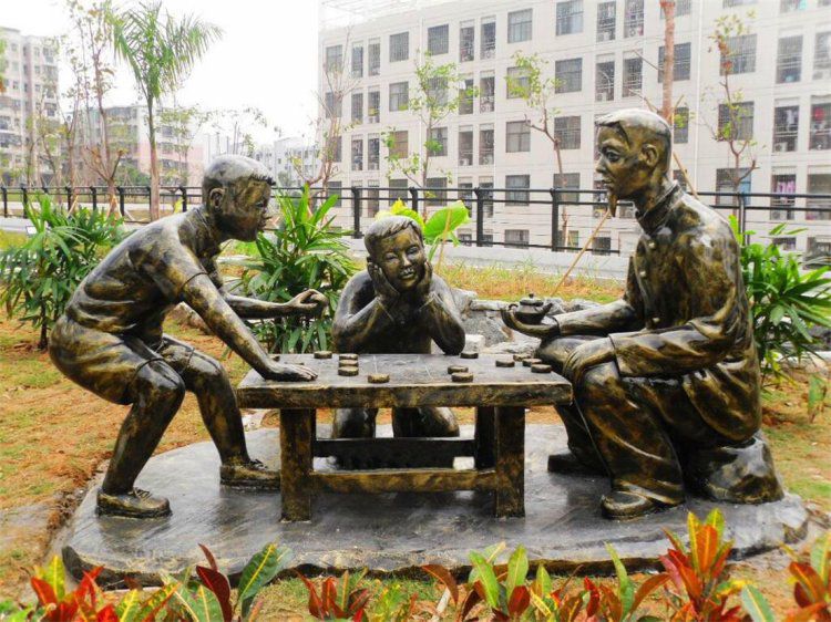 下象棋校园景观铜雕