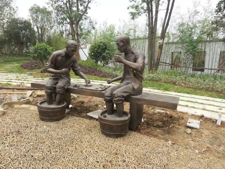 下象棋广场景观铜雕