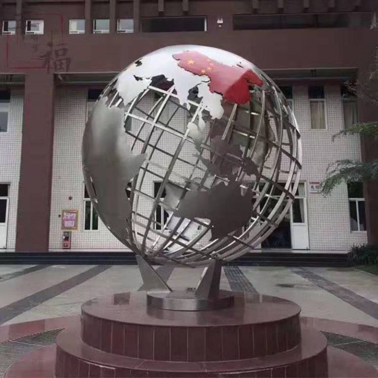 地球仪不锈钢抽象景观雕塑