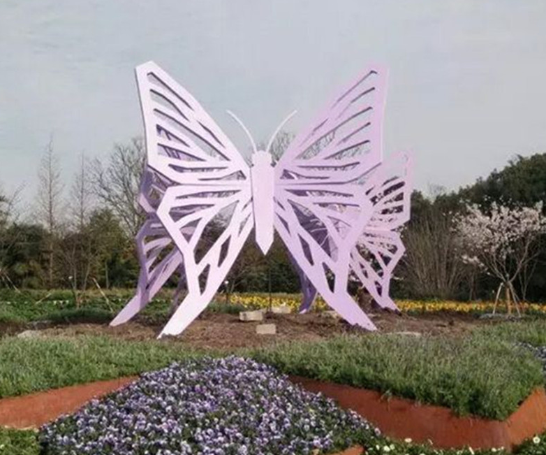 不锈钢紫色蝴蝶动物雕塑