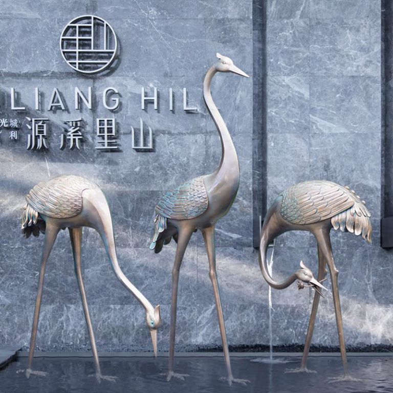 仙鹤动物标志景观铜雕