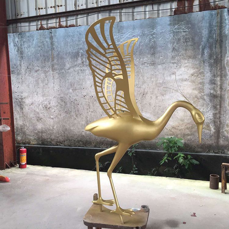 不锈钢金色火烈鸟标志雕塑