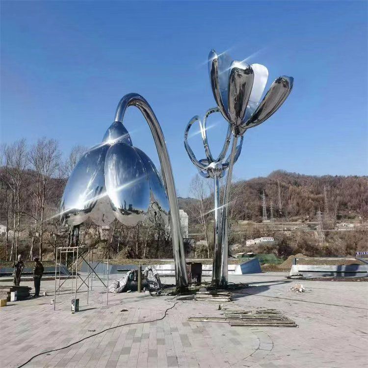 金属荷花雕塑 不锈钢拉丝雕塑
