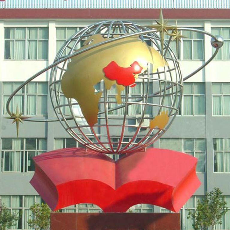 不锈钢镂空管地球仪雕塑