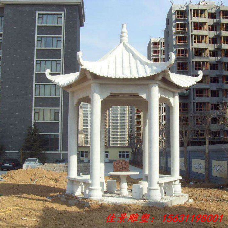 六角石亭子 雕塑