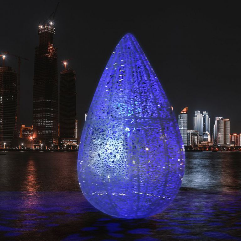 镂空水滴不锈钢景观雕塑