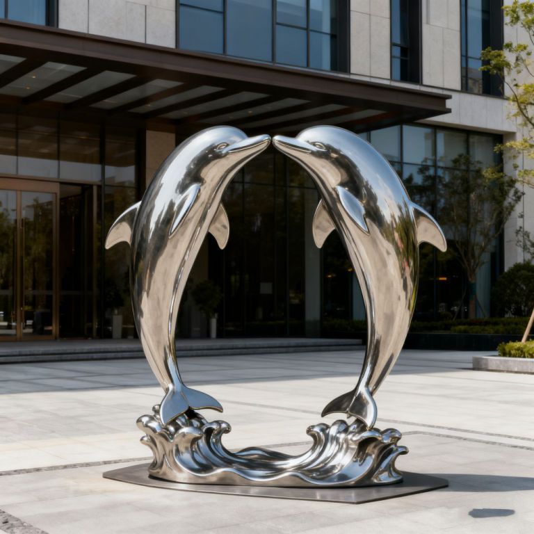 海豚雕塑 不锈钢动物雕塑厂家