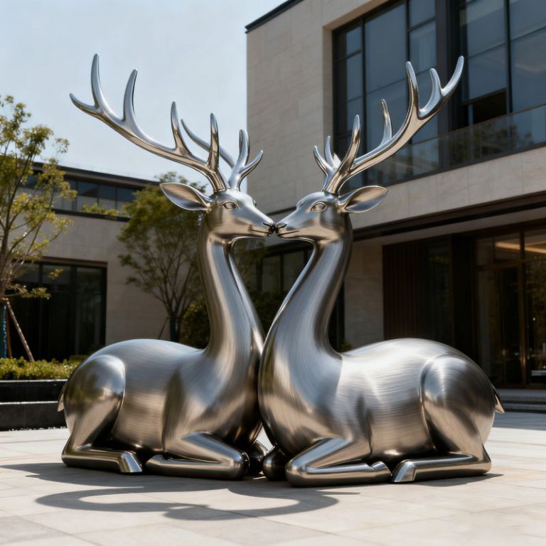 拉丝不锈钢梅花鹿雕塑