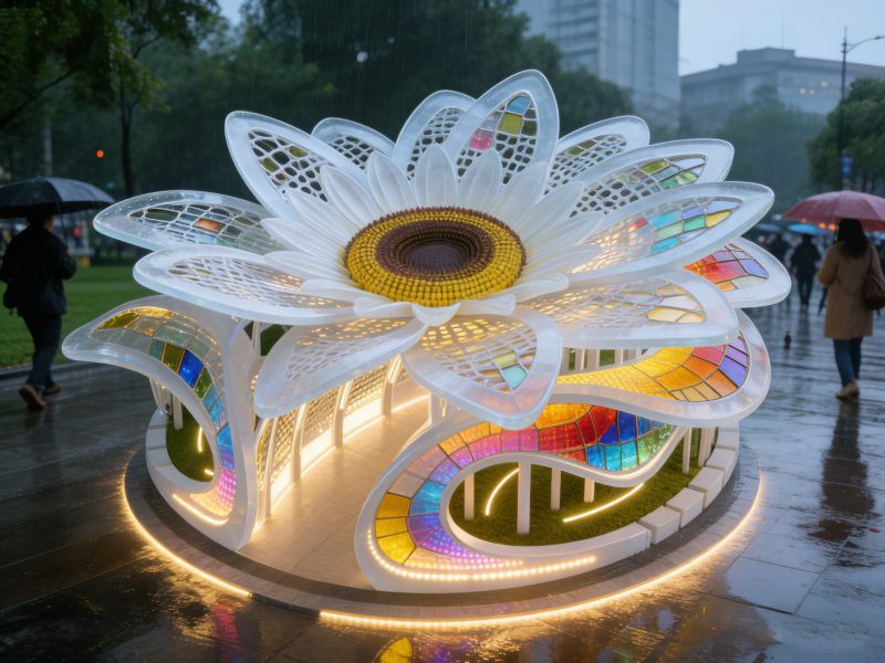 花朵廊架雕塑 不锈钢景观雕塑厂家