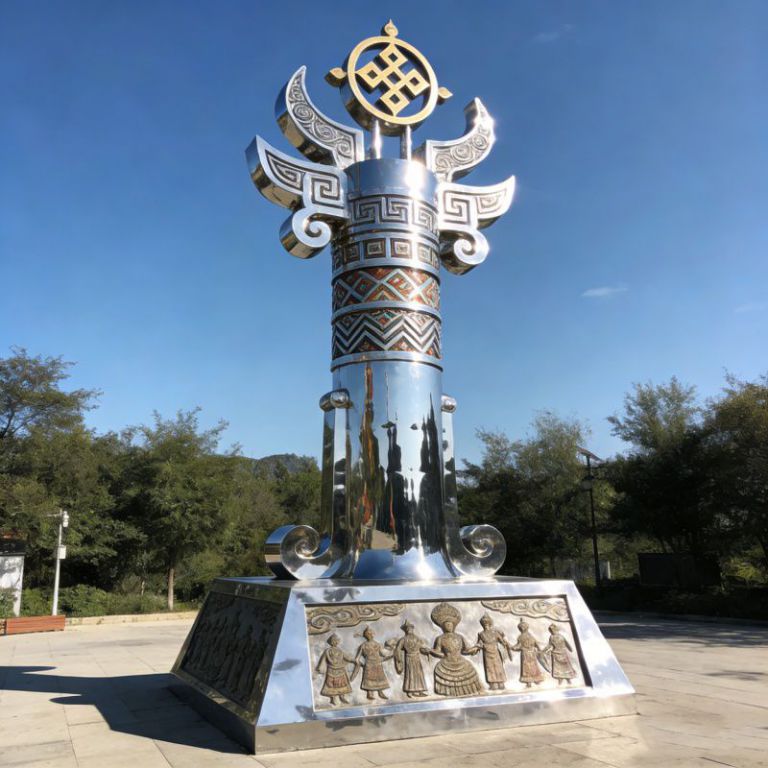 民族团结标志 不锈钢精神堡垒雕塑