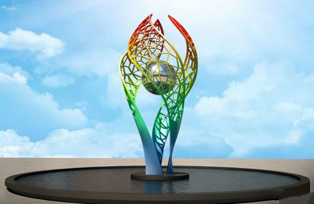 不锈钢镂空树雕塑