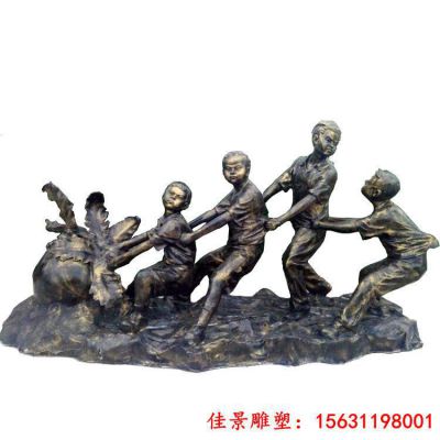 玻璃钢仿铜拔萝卜的儿童公园小品铜雕