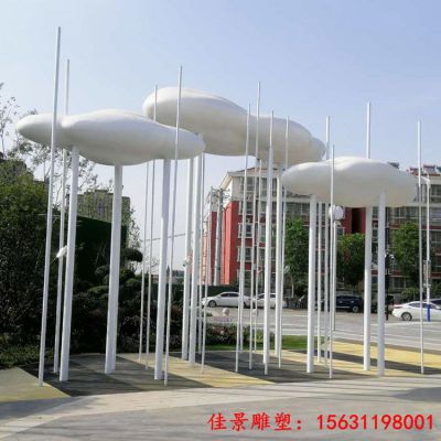 玻璃钢白色云朵雕塑定制