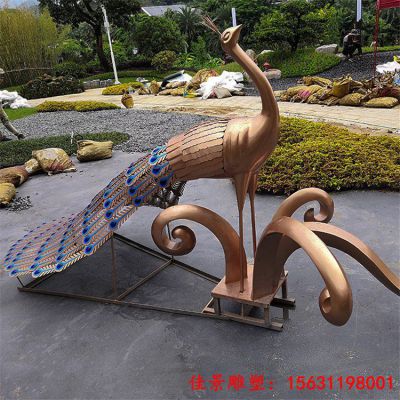 园林景观动物不锈钢孔雀雕塑