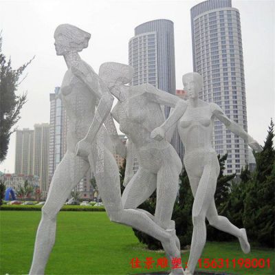 公园景观不锈钢跑步运动人物雕塑