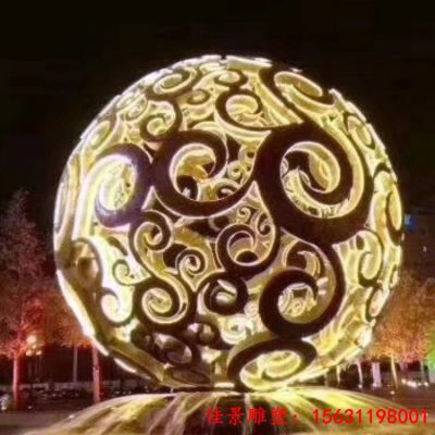 不锈钢发光镂空球雕塑