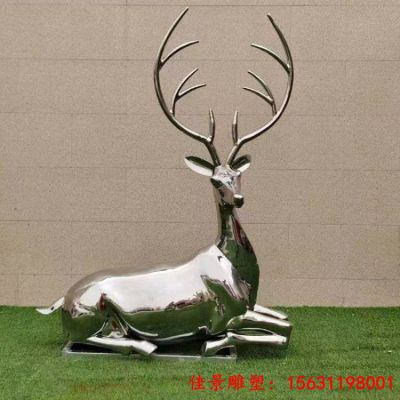 不锈钢抽象镜面鹿雕塑