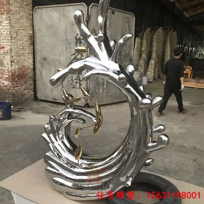 不锈钢抽象水花浪花雕塑