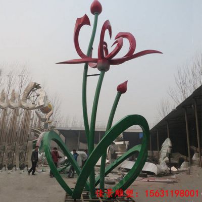 不锈钢抽象荷花雕塑广场植物摆件