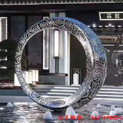 不锈钢镂空发光圆环雕塑
